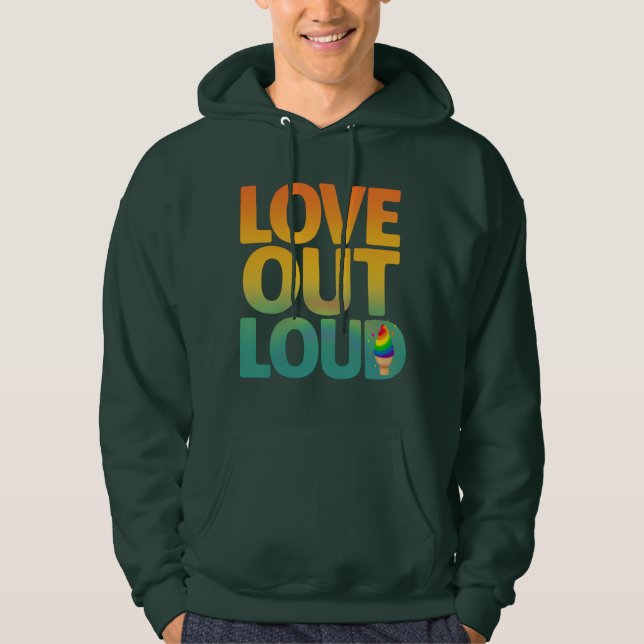 Kärlek Högt Retro Pride Typografi Design Hoodie (Framsida)