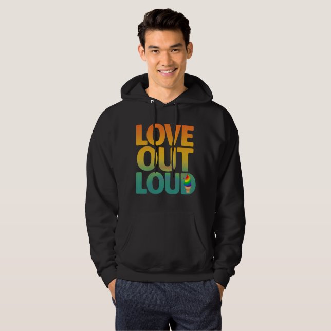 Kärlek Högt Retro Pride Typografi Design Hoodie (Hel framsida)