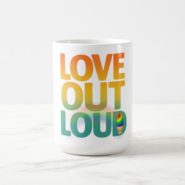 Kärlek Högt Retro Pride Typografi Design Kaffemugg (Center)