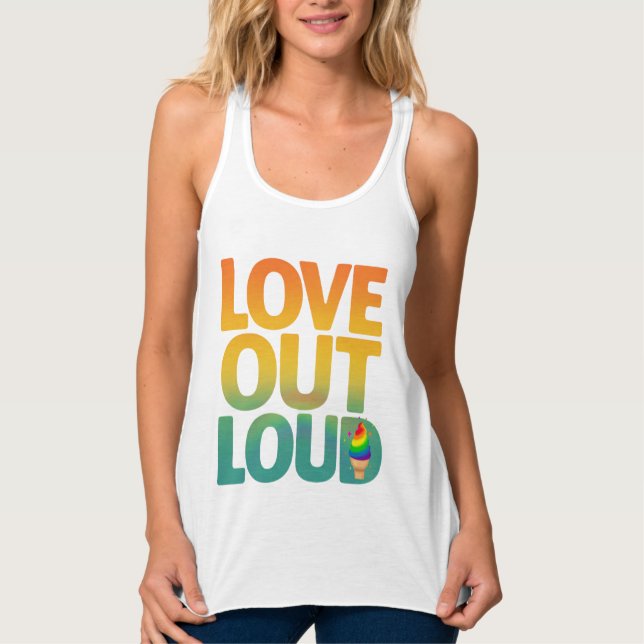 Kärlek Högt Retro Pride Typografi Design Linne Med Racerback (Framsida)