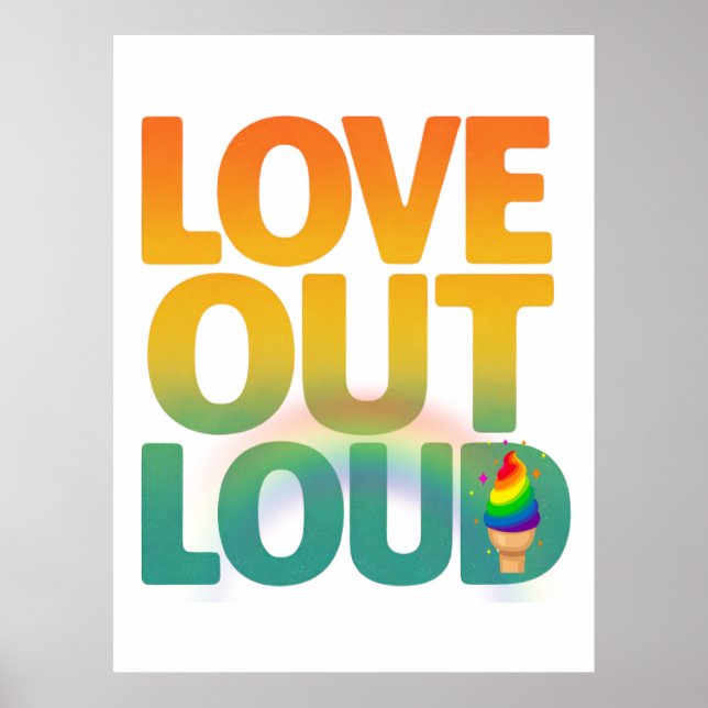 Kärlek Högt Retro Pride Typografi Design Poster (Framsidan)