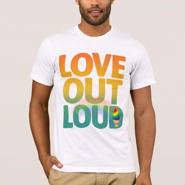 Kärlek Högt Retro Pride Typografi Design T Shirt (Framsida)