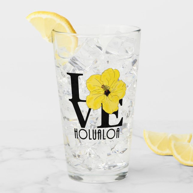 KÄRLEK Holualoa Gult Hibiscus Glaskopp (Framsida Ice)