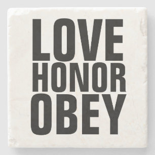 KÄRLEK HONOR OBEY BRÖLLOP GIFT STONE UNDERLÄGG