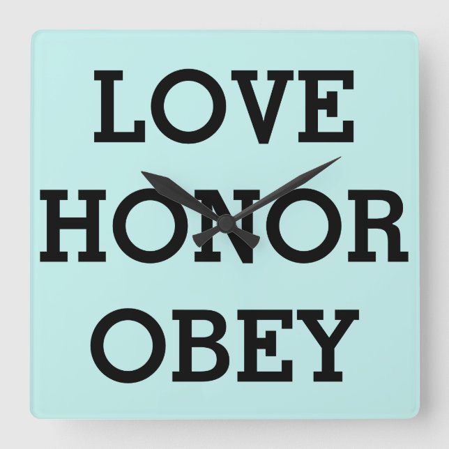 KÄRLEK HONOR OBEY-klockor, bröllopskorgen Fyrkantig Klocka (Framsida)