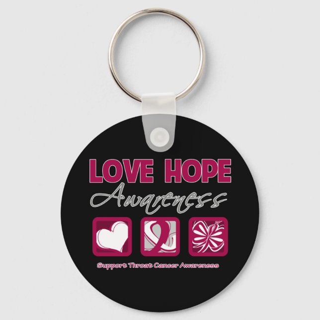 Kärlek Hope Awareness Throat Cancer Nyckelring (Framsida)