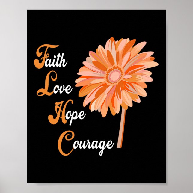 Kärlek Hope Courage Aml Leukemia Awareness Poster (Framsidan)