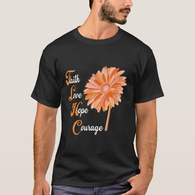 Kärlek Hope Courage Aml Leukemia Awareness T Shirt (Framsida)