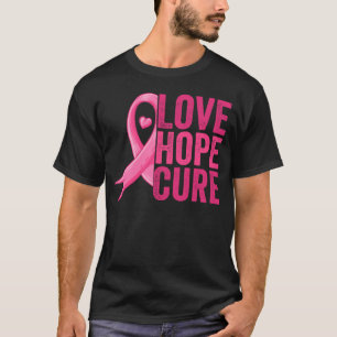 Kärlek Hope Cure Breast Cancer Awareness Månad T Shirt