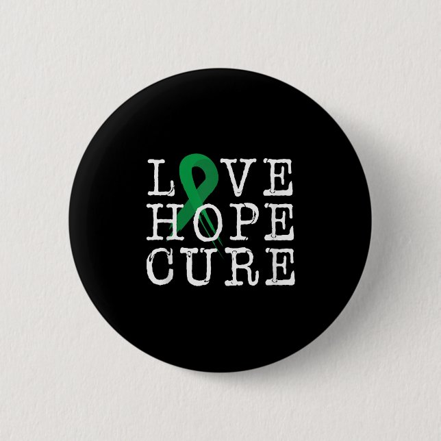 Kärlek Hope Cure Gallurinder Cancer Awareness Hitt Knapp (Framsida)