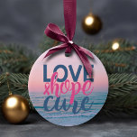 Kärlek Hope Cure | Handmålad pastellavfasning Julgransprydnad Keramik<br><div class="desc">Serenmysticism av en strålande solnedgång på en tropisk ö med allatrande ebbor och flöden av vatten längs en strand på en sofistikerad pastellpalett med mjuk blått och rosa i en flytande vattenfärg struktur. Den unika moderna estetiska abstrakten ger en lyx att lägga till en perfekt av färg och stil. Kan...</div>