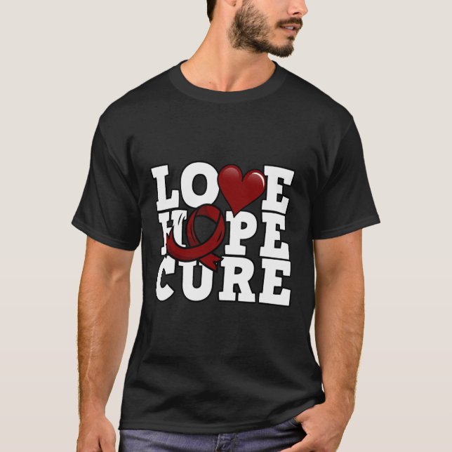 Kärlek Hope Cure - Sickle Cell Awareness T Shirt (Framsida)