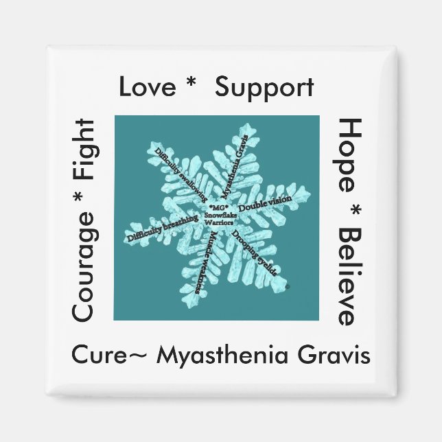 Kärlek/ Hope/ Fight/Cure - Myastenia Awareness Magnet (Framsidan)