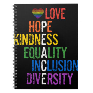 Kärlek Hope Kindness Equality Inclusion Diversity Anteckningsbok