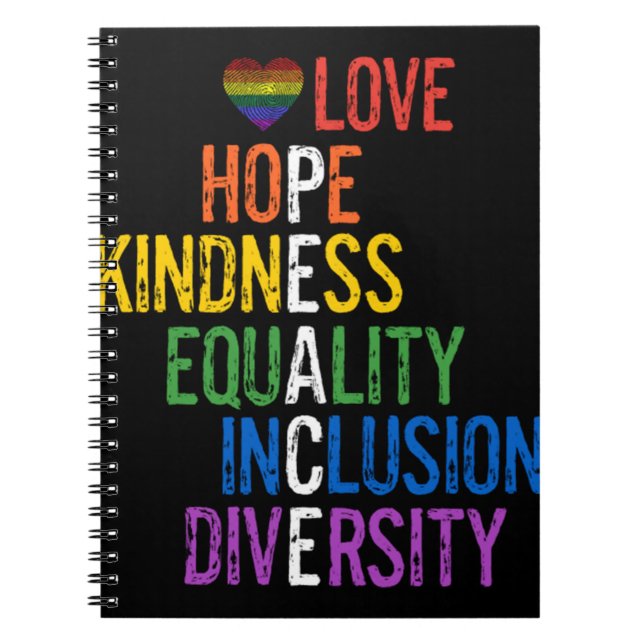 Kärlek Hope Kindness Equality Inclusion Diversity  Anteckningsbok (Framsidan)