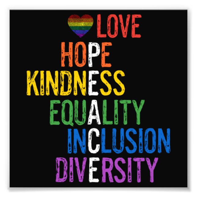 Kärlek Hope Kindness Equality Inclusion Diversity  Fototryck (Framsidan)