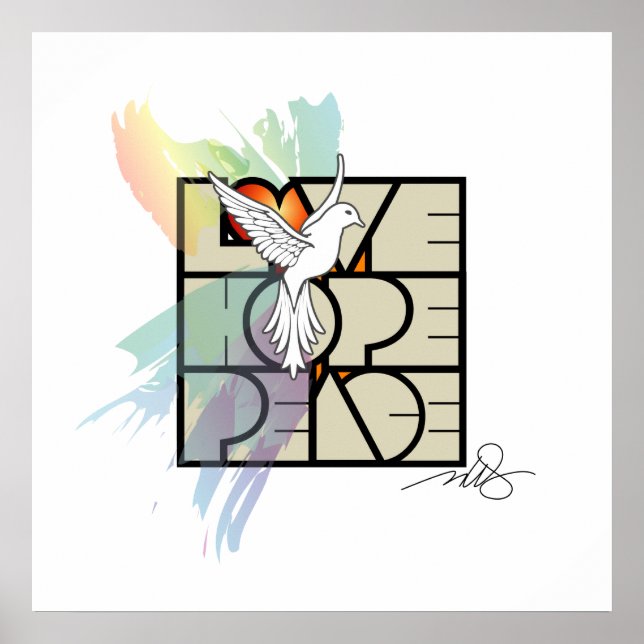 Kärlek Hope Peace Dove Poster (Framsidan)