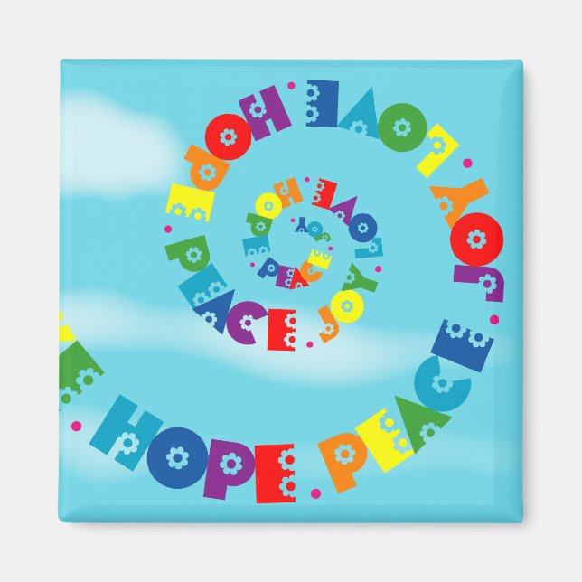 Kärlek Hope Peace Joy Magnet (Framsidan)