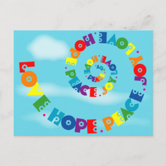 Kärlek Hope Peace Joy Postcard Vykort