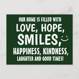 KÄRLEK HOPE SMILES HAPPINESS KINDNESS Positive Ord Vykort