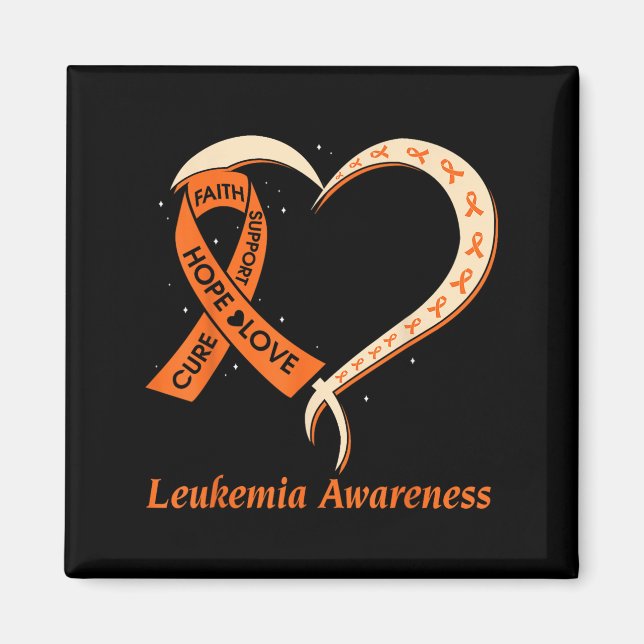 Kärlek Hope Support Leukemia Cancer Awareness Oran Magnet (Framsidan)