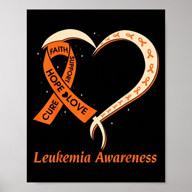 Kärlek Hope Support Leukemia Cancer Awareness Oran Poster (Framsidan)