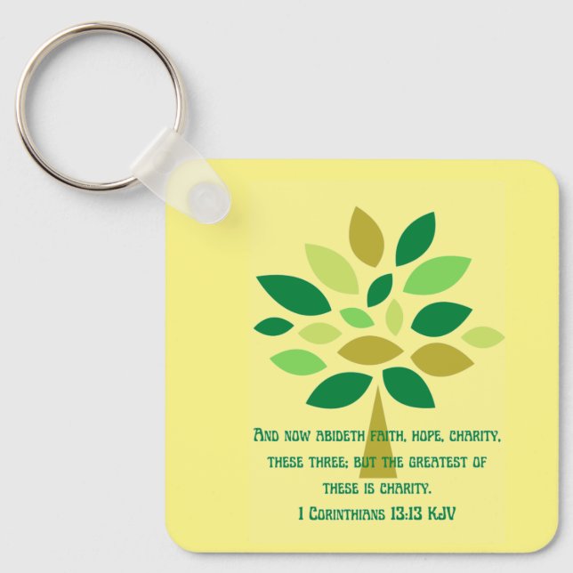 Kärlek, hopp och välgörenhet som grundar sig på vä nyckelring (Framsida)