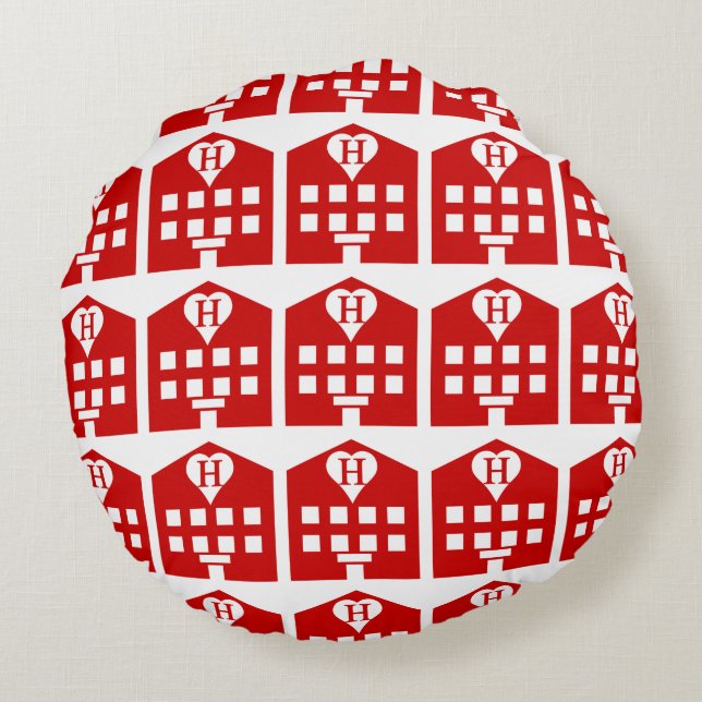 Kärlek Hotel Japanska Emoji Rund Kudde (Baksidan)