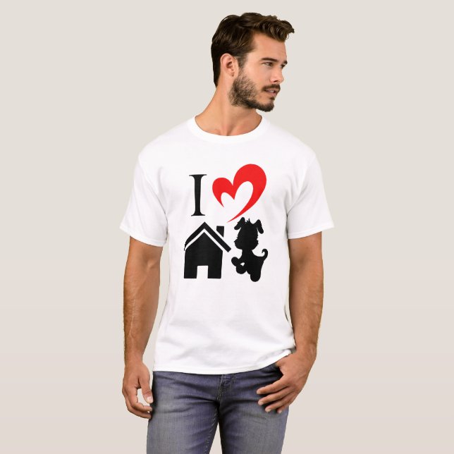Kärlek House Hund hjärta Valentines day Hund Kärle T Shirt (Hel framsida)