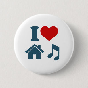 Kärlek House Music-knapp (vit) Knapp