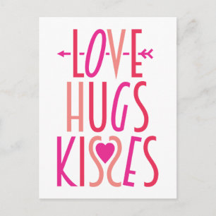 Kärlek Hugs Kisses Cute Valentine Day Vykort