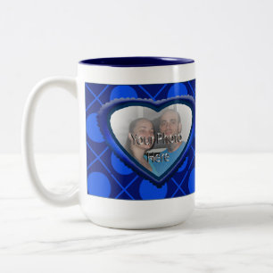 Kärlek Hugs & Kisses XOXO Heart Photo Mugg Blue
