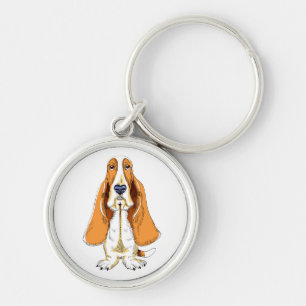 Kärlek-Hund Basset Hound Puppy Rund Silverfärgad Nyckelring
