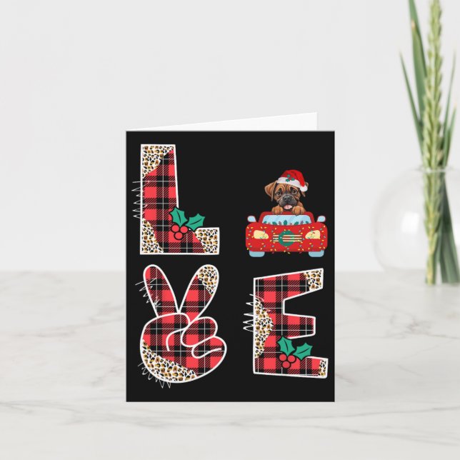 Kärlek Hund Boxer Riding Red Car Julsötare för fot Kort (Framsida)
