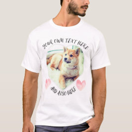 Kärlek hund-foto, text och rosa hjärtan t shirt