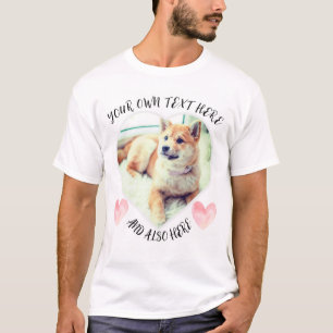 Kärlek hund-foto, text och rosa hjärtan t shirt