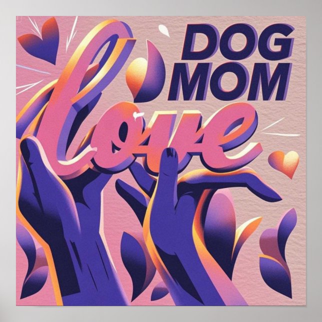 Kärlek Hund Morsa Rosa Lila Poster (Framsidan)