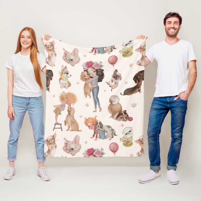 Kärlek Hundar Fleecefilt (På plats)