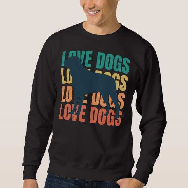 Kärlek Hundar Retro Rottweiler Owner Älskare Lång Ärmad Tröja (Framsida)