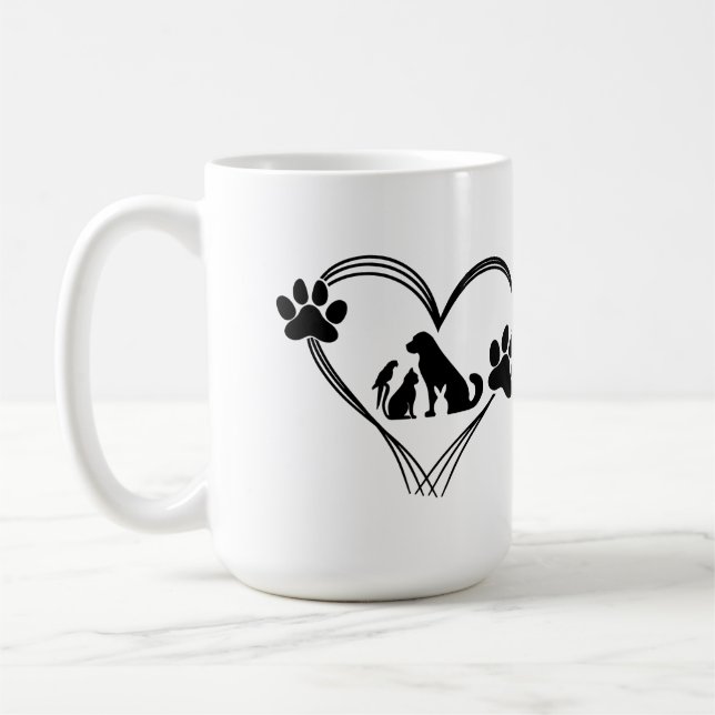 Kärlek husdjur klor  kaffemugg (Vänster)