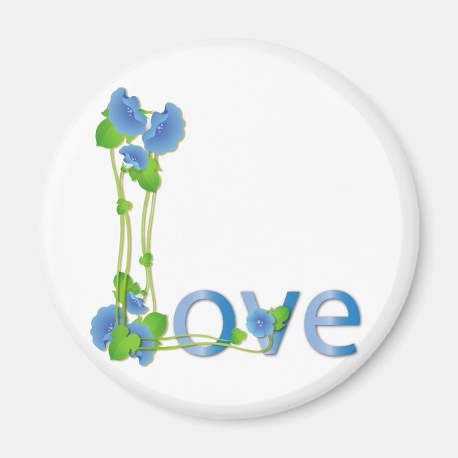 KÄRLEK i BLÅA BLOMMOR Magnet (Framsidan)