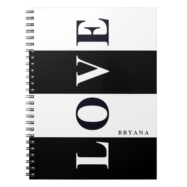 KÄRLEK I BLACK- OCH VITA-Personligen BÄRBAR Chic Anteckningsbok Med Spiral (Framsidan)
