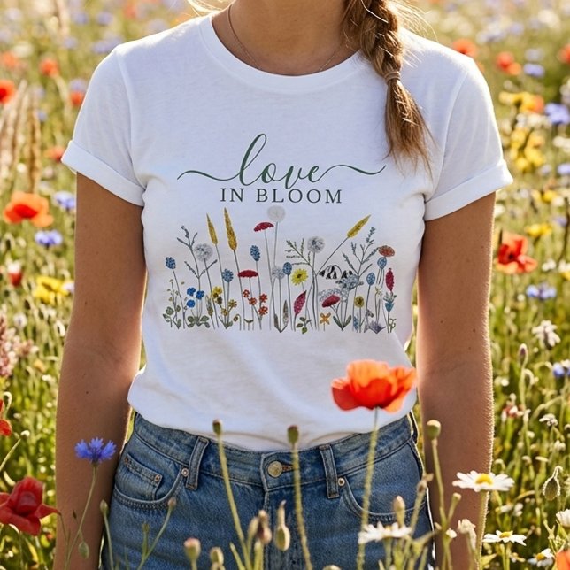 Kärlek i Blom Bröllopsäng Brudtjejfest T Shirt (Skapare uppladdad)