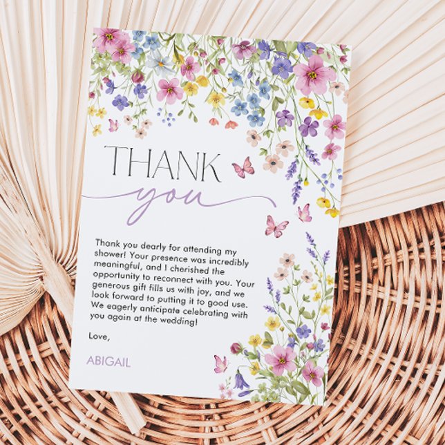 Kärlek i Blom Bröllopsdusch för Fjärilar Tack Kort (Love in Bloom Butterfly Bridal Shower Thank You Card)