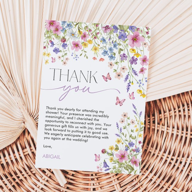 Kärlek i Blom Butterfly Bröllopsdusch Tack Kort (Love in Bloom Butterfly Bridal Shower Thank You Card)