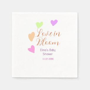 Kärlek i blom färgglada hjärta baby shower namn re pappersservett