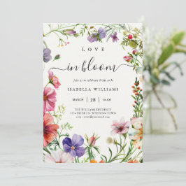 Kärlek i Blom Love in Bloom vårblommig bröllopsdus Inbjudningar