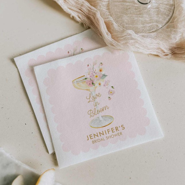 Kärlek i Blom Rosa Bröllopsfirande Pappersservett (Love in Bloom Bridal Shower Napkins)