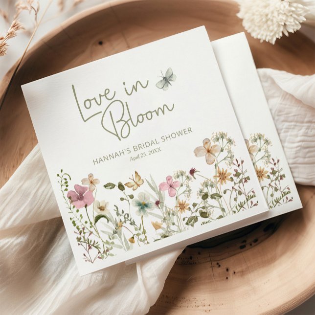 Kärlek i Blom Wildflower Bröllopsdusch Pappersservett (Skapare uppladdad)