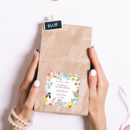 Kärlek i Blom Wildflower Bröllopsdusch Tack så myc Fyrkantigt Klistermärke